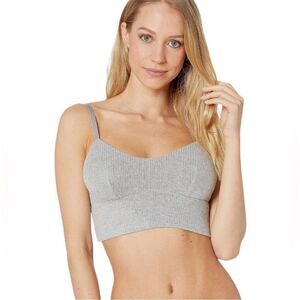 NWT Eberjey Elon Heather Grey Rayon Blend Ribbed Knit Bralette Large Reg. $58